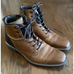 Bull Boxer Cognac Brown Leather Mens Lace Up Boots Size EU 41 US 8 Handcrafted